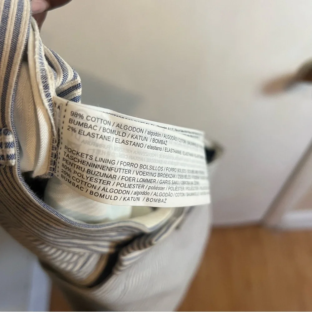 Mango Man Striped Light Blue and White Pants - Picture 8 of 8